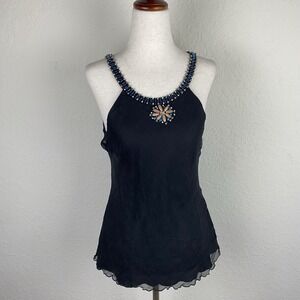 Vtg Spenser S Silk Top Beaded Sleeveless Whimsigoth Fairy Grunge Y2k 90s Boho